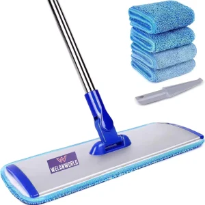 Professional Microfiber Steel Handle Mop Floor Cleaning System Flat Wet and Dust Mop for Hardwood Vinyl