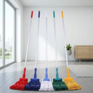 Professional Plastic Clip Looped End Cotton Wet Aluminum Pole Mop for Hotel Restaurant Janitorial Supplies Industrial Floor