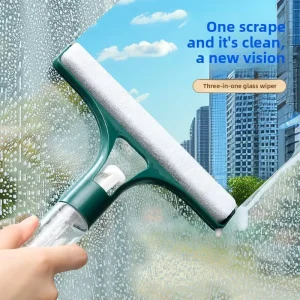 Professional Silicone Window Cleaner Spray Squeegee Lightweight 3 in 1 Glass Wiper Scraper Streak Free Tool for Household Cleaning