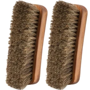 Professional Soft Natural Bristle Cleaning Brush for Shoes and Boots Eco-Friendly Wood Handle