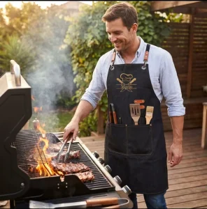 Professional Waterproof Canvas Bib Apron with Long Waist Ties for Kitchen BBQ Gardening Work