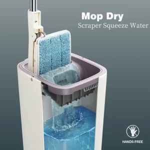 Professional Wet and Dry Microfiber Scratch Hands Free Flat Mop Narrow Bucket and Mop With Wringer for Floor Cleaning