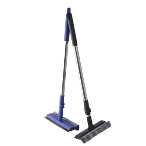 Professional Window Squeegee 2 in 1 Window Cleaner with Sponge Soft Rubber Strip Telescopic Extension Pole Adjustable
