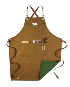 Pu Leather Belt Denim Apron Artisan Leather Goods Shop Western Restaurant Barista Men Haircut Work Kitchen Cleaning Tools Apron