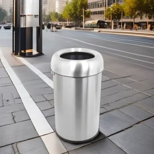 Public Eco Friendly Recycle Bin Metal 115L Open Top Trash Can Waste Bin for Commercial Use Large Slim