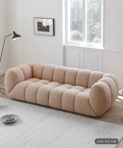 Pumpkin-Style French Retro Cream Fabric Sofa for Living Room