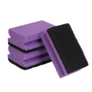 Purple Dual Sided Cleaning Sponge with Ergonomic Grip Heavy Duty Scouring Pad for Kitchen & Bathroom