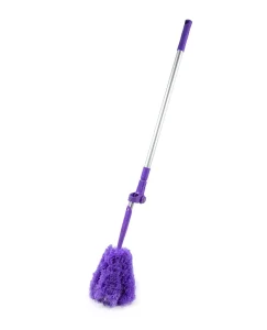 Purple Microfiber Duster with Telescopic Metal Handle Bendable Head for Ceiling Fans High Surfaces Lightweight Dust Attracting