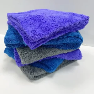 Purple Soft Cleaning Cloth Plush 16×16 350 Gsm Edgeless Microfiber Auto Detailing Towel for Car Polishing Drying Wash Buffing
