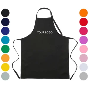 QC Custom Logo Waterproof Washable Sleeveless Restaurants Cotton Polyester Man Woman Black Blank Bib Kitchen Aprons