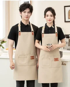 QC Stock Customizable Logo Cotton Sleeveless Bib Apron Personalized Colorful Embroidery Sublimation Design Sustainable