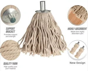 Quality Metal Cotton Mops Head with Aluminum Handle Replaceable Wet Drag Mop Amazingly Exported to Africa