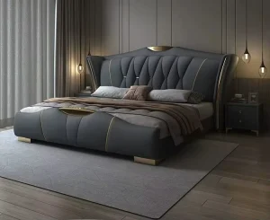 Queen Size Leather Upholstered Storage Bed Frame