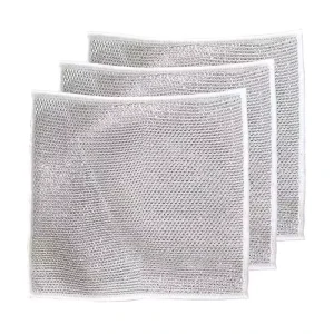 Quick Dry Microfiber Metal Wire Cleaning Cloth for Kitchen Dishwashing Rag with Knitted Technics Dry Status