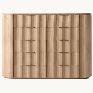 RH Modern Minimalist Byron Solid Wood Stainless Steel Handmade 10 Drawer Dresser Cabinet for Bedroom
