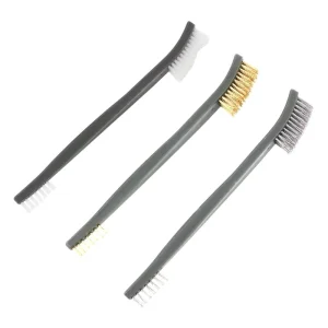 RO 105 Double headed Gun Pipe Cleaning Brush Set Mini Nylon 3 piece Black Plastic Handle Long Toothbrush 17cm