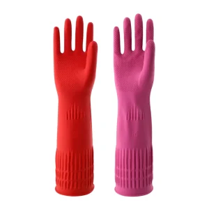RTS 100g 38cm Eco friendly Reusable Thick Latex Soft Household Gloves Comfortable Kitchen Latex Gloves Cleaning Waterproof