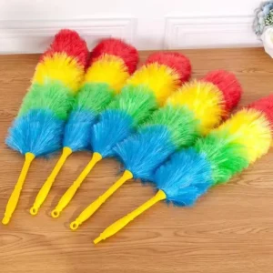 Rainbow Color Feather Duster Bendable Cleaning Plastic Handle Dusting Tool for Home Cleaning Anti Static Duster Dust Cleaner