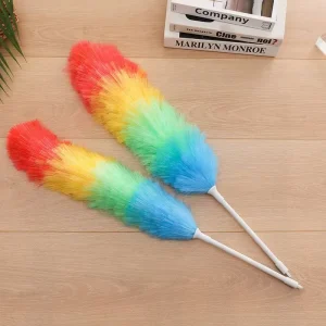 Rainbow Colored Microfiber 30g Feather Duster Flexible with Plastic Rubber Handle for Household Cleaning Dusters Cleaning Tools