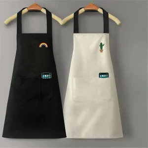 Rainbow PVC Apron Household Kitchen Work Clothes with Fixed Printed Logo Waterproof Anti-Oil Hand-Wipe Capabilities