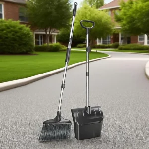 Realida 2 in 1 Eco Friendly Long Handle Dustpan Wheel Cover PP Broom Head Outdoor Broom Set Heavy Duty Magic Broom Floor Wiper