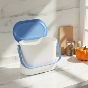 Rectangle Induction Recycled Material Household Compost Container Kitchen Trash Can Small Size Plastic Waste Bin with Handle