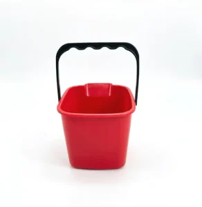 Rectangular Red Plastic Bucket with Black Handle, Square Pail for Household Cleaning, Car Washing, and Gardening