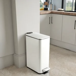 Rectangular Soft-Close Waste Bin with Inner Basket for Kitchen Living Room Bathroom Narrow Spaces