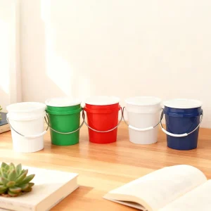 Recyclable Plastic Little Empty Bucket With Lid Handle 400ML Paint Buckets