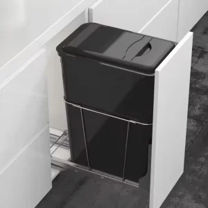 Recycling Bin Waste Kitchen Cabinet Furniture Black Plastic Waste Bin Pull Out Garbage Waste Bin for Kitchen Organizer