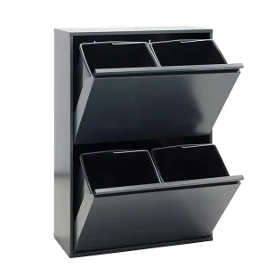 Recycling Steel Bin with Storage Waste Separation System with 4 Removable Plastic Buckets