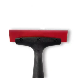 Red Plastic Squeegee with Rubber Handle Auto Film Wrapping and Glue Removal Tool Ice Scraper