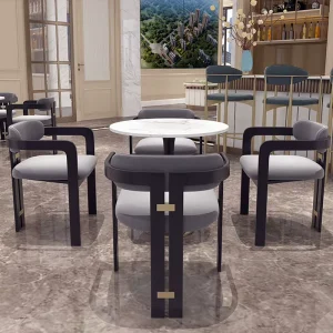 Relaxing Lounge Chairs Wooden Frame Single Accent Chair for Hotel Dinning Room Round Table with 4 Chairs Dining Set