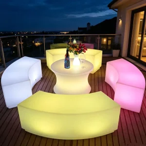 Remote Control Curved LED Chair and Table Set for KTV Lounge