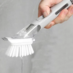 Replaceable Head Dish Scrubber Cleaning Brush with Soap Dispenser