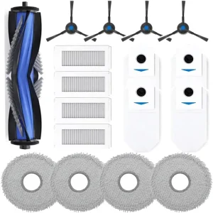 Replacement Parts for Ecovacs Deebot N30 Omni N30 Pro Omni Robot Vacuum 1 Roller 4 Filters 4 Side Brushes 4 Mop Pads Plastic