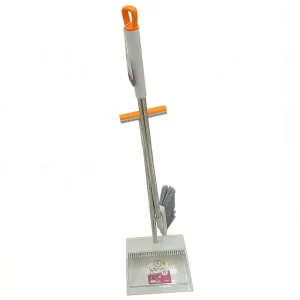 Retractable Broom and Dustpan Set with Long Handle, Non-Stick Hair Cleaning Tool