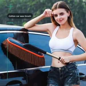 Retractable Car Wash Mop with Duster Wiper Brush Snow Cleaning Supplies for Dust Removal and Wax Sweeping