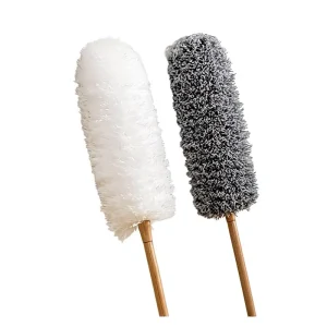 Retractable Electrostatic Dust Duster with Wooden Handle Round Head 50 70cm Length Household Feather Duster for Special Cleaning