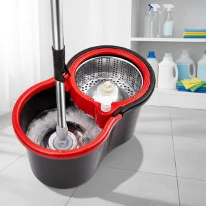Retractable Shaft Aluminum Chenille Rotating Foot Pedal Hand Free Foldable Automatic Labor Saving Mop and Bucket Set