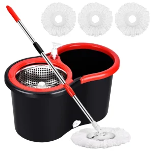 Retractable Shaft Aluminum Chenille Rotating Foot Pedal Hand Free Foldable Automatic Labor Saving Mop and Bucket Set