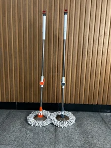 Retractable Stainless Steel Handle Mop Rod with Self Wringer Four Side Wringing High Capacity Reusable Mop Parts Accessories