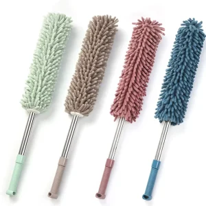 Retractable Telescopic Feather Duster with Stainless Steel Handle Electrostatic Cleaning Tool for High Ceilings and Spider Webs