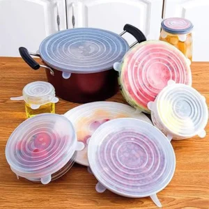 Reusable 6-Pack Food-Grade Silicone Stretch Food Covers for Food Storage