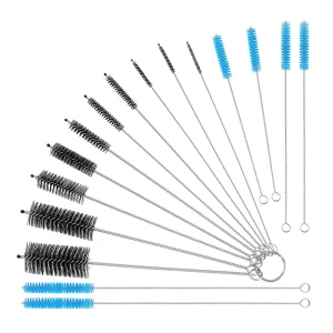 Reusable Bottle Cleaning Brushes Long Straw Nylon Washing Tool in Different Sizes 16 Piece Set Test Tube Straw Brush