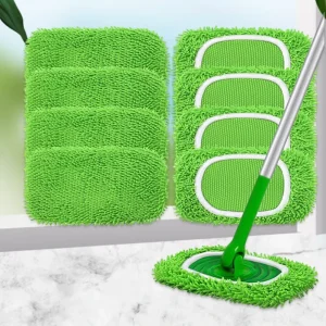 Reusable Chenille Mop Refill Pads Washable Microfiber Mop Head Covers Fit Swiffer Mop for Wet & Dry Cleaning
