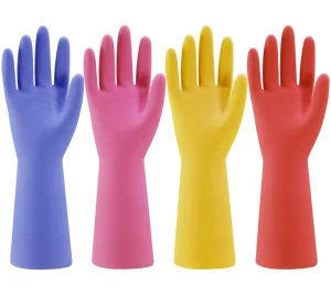 Reusable Cleaning Gloves for Kitchen Household Anti Slip Flexible Long Lasting Black Rubber Dishwashing Gloves