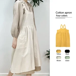 Reusable Cotton Bib Sleeveless Apron for Kitchen Restaurant Baking Barber BBQ Coffee Milk Tea Bookstore Workwear Cleaning