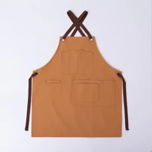 Reusable Cotton Canvas Cross-Back Waterproof Apron Men Women Chef Cooking Kitchen Uniform Barbecue Restaurant