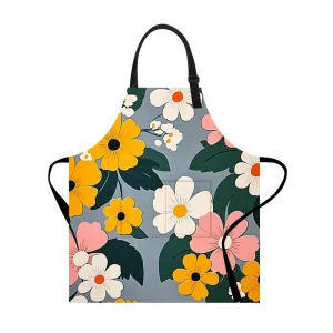 Reusable Custom Logo Kitchen Apron Pockets Eco-Friendly Cotton Digital Printing for Makeup Painting Salon Use